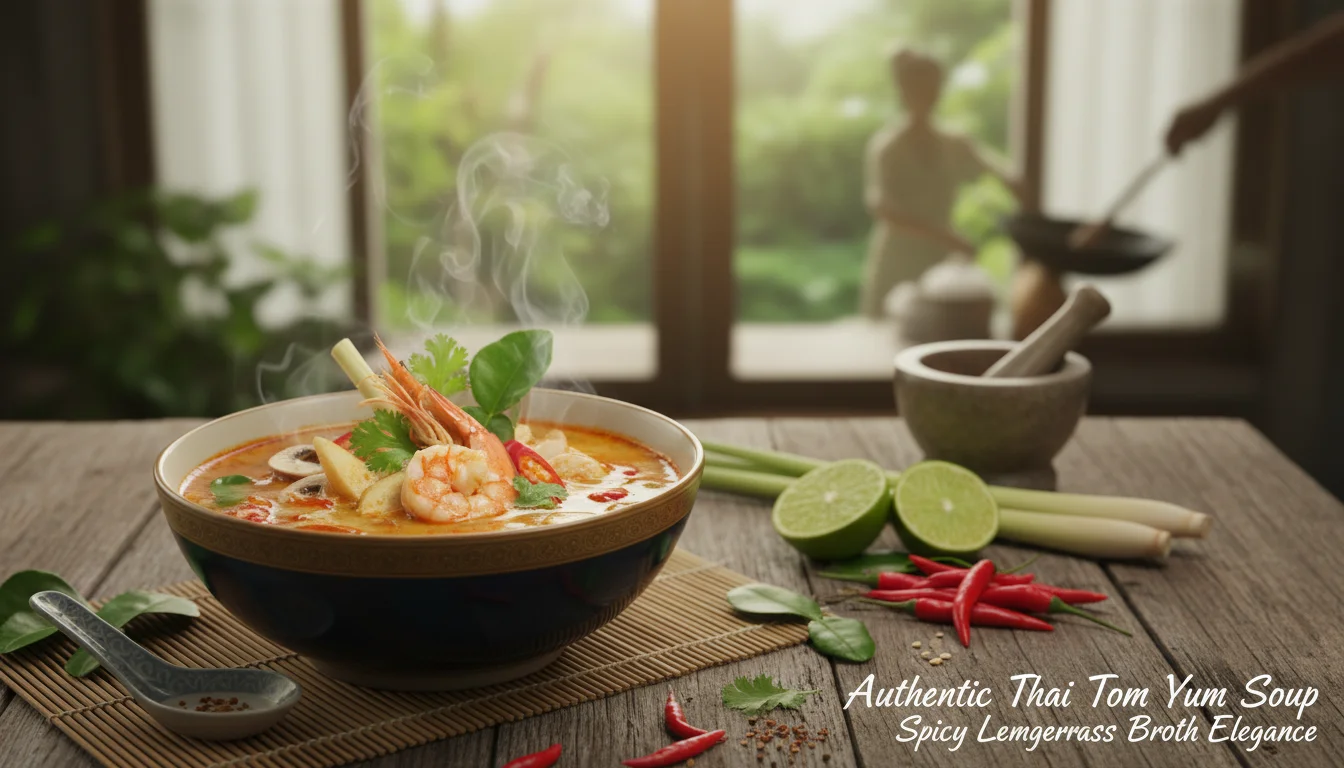 Spicy Lemongrass Elegance - Thai - Authentic Thai Tom Yum Soup Spicy Lemongrass Broth Elegance - Spicy Lemongrass Elegance: - Gemini Auto Post